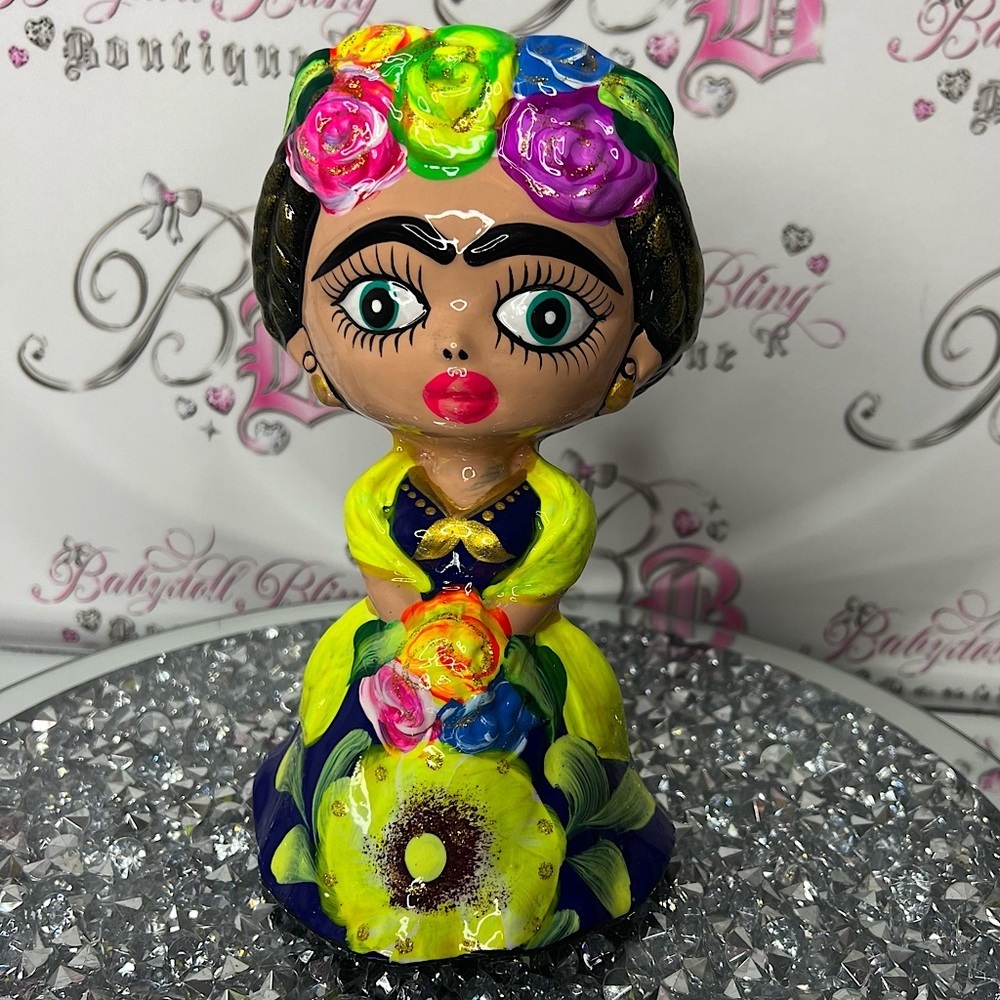 Mexican doll neon sparkly handmade hand painted from Cancun Mexico 🇲🇽 💎🎀